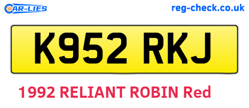 K952RKJ are the vehicle registration plates.