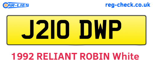 J210DWP are the vehicle registration plates.
