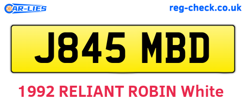 J845MBD are the vehicle registration plates.