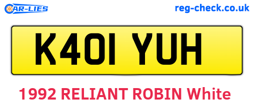 K401YUH are the vehicle registration plates.