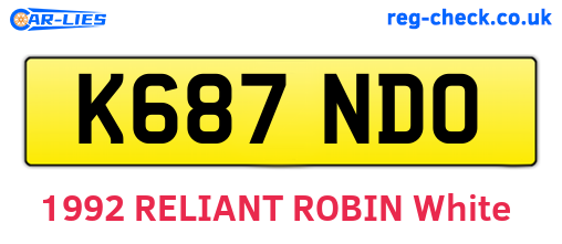 K687NDO are the vehicle registration plates.