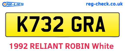 K732GRA are the vehicle registration plates.