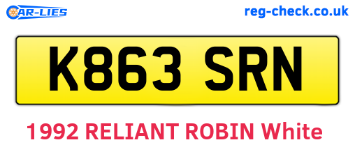 K863SRN are the vehicle registration plates.