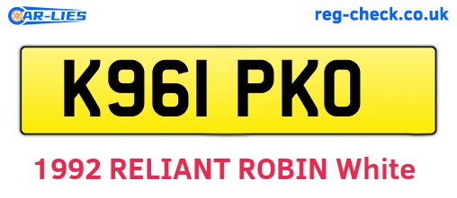 K961PKO are the vehicle registration plates.