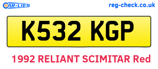 K532KGP are the vehicle registration plates.