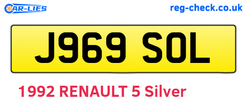 J969SOL are the vehicle registration plates.