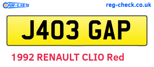 J403GAP are the vehicle registration plates.