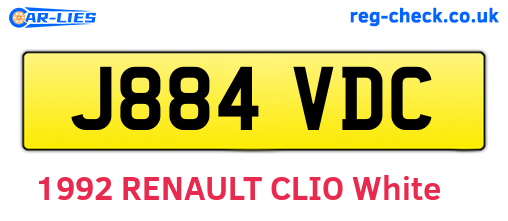 J884VDC are the vehicle registration plates.