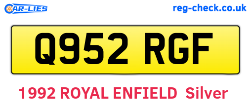 Q952RGF are the vehicle registration plates.