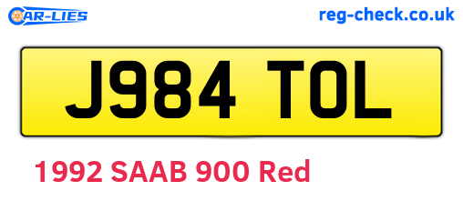 J984TOL are the vehicle registration plates.
