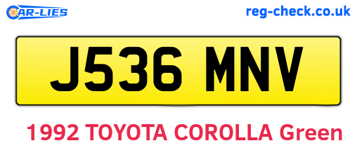 J536MNV are the vehicle registration plates.