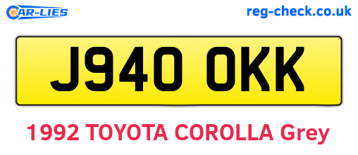 J940OKK are the vehicle registration plates.