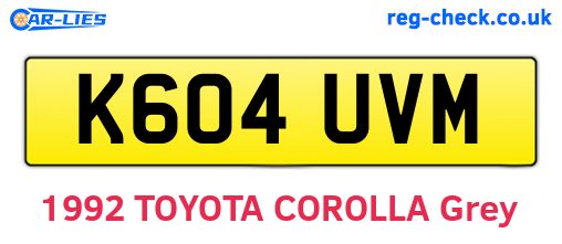 K604UVM are the vehicle registration plates.