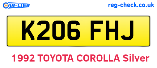 K206FHJ are the vehicle registration plates.