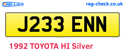 J233ENN are the vehicle registration plates.