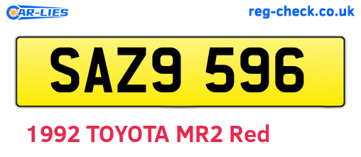 SAZ9596 are the vehicle registration plates.
