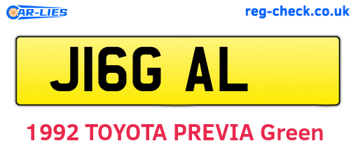 J16GAL are the vehicle registration plates.