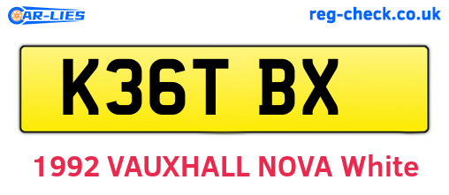 K36TBX are the vehicle registration plates.