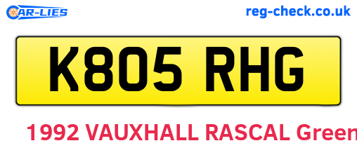 K805RHG are the vehicle registration plates.