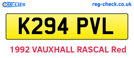 K294PVL are the vehicle registration plates.