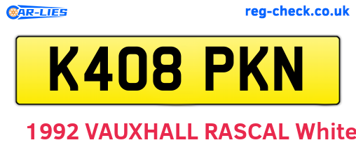 K408PKN are the vehicle registration plates.