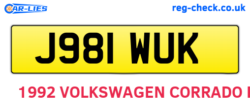 J981WUK are the vehicle registration plates.