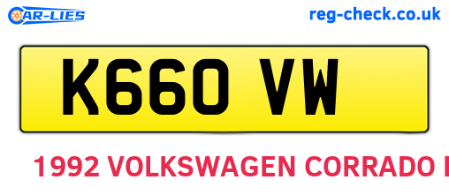 K66OVW are the vehicle registration plates.