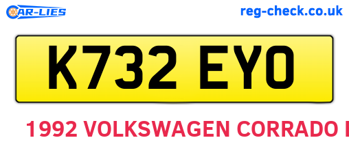 K732EYO are the vehicle registration plates.