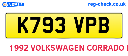 K793VPB are the vehicle registration plates.