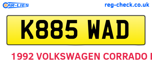K885WAD are the vehicle registration plates.