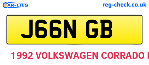 J66NGB are the vehicle registration plates.