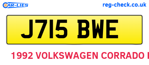 J715BWE are the vehicle registration plates.