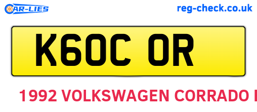 K60COR are the vehicle registration plates.