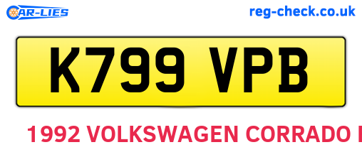 K799VPB are the vehicle registration plates.