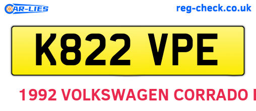 K822VPE are the vehicle registration plates.