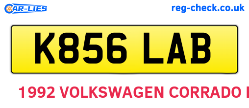 K856LAB are the vehicle registration plates.