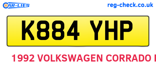 K884YHP are the vehicle registration plates.