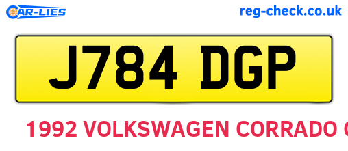J784DGP are the vehicle registration plates.