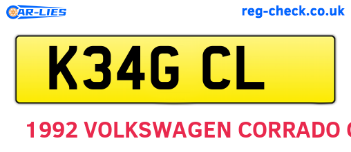 K34GCL are the vehicle registration plates.