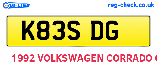 K83SDG are the vehicle registration plates.