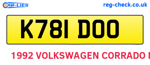 K781DOO are the vehicle registration plates.