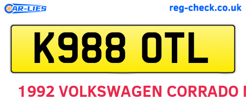 K988OTL are the vehicle registration plates.