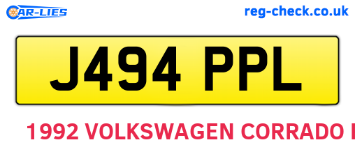 J494PPL are the vehicle registration plates.