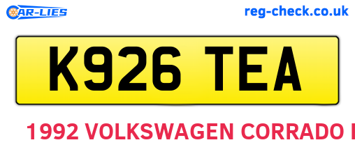K926TEA are the vehicle registration plates.