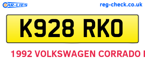 K928RKO are the vehicle registration plates.