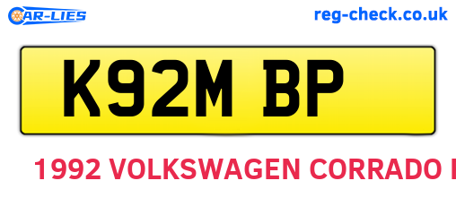 K92MBP are the vehicle registration plates.