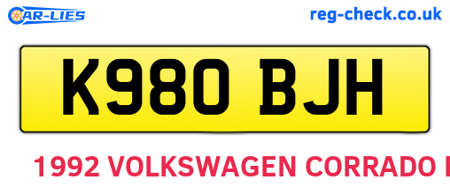 K980BJH are the vehicle registration plates.