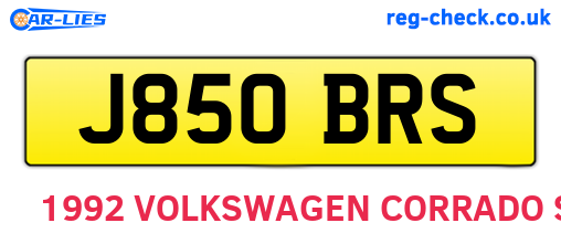 J850BRS are the vehicle registration plates.