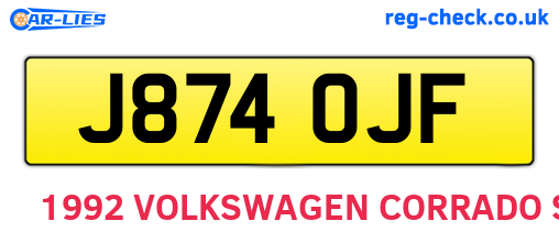 J874OJF are the vehicle registration plates.