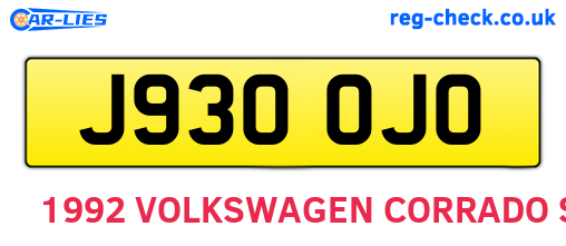 J930OJO are the vehicle registration plates.